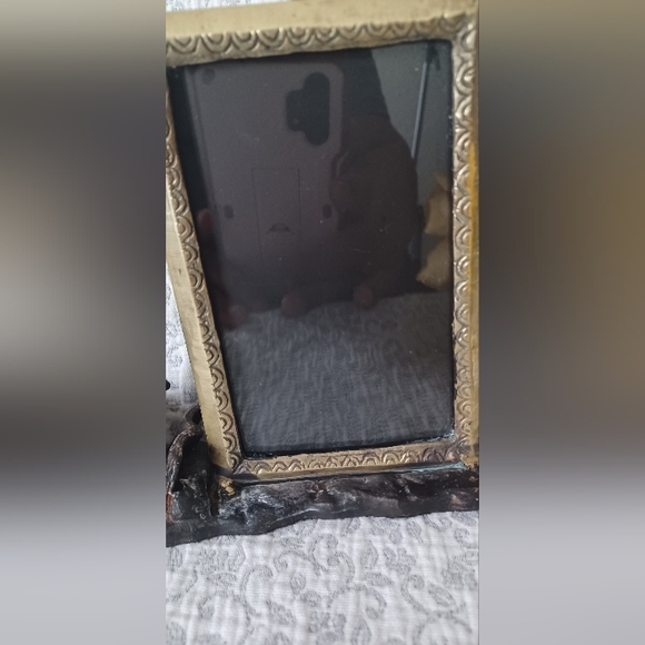 Antique Cast Iron and Brass picture frame - Picture 2 of 4